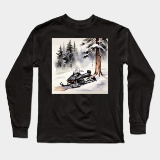 Black Snowmobile Long Sleeve T-Shirt